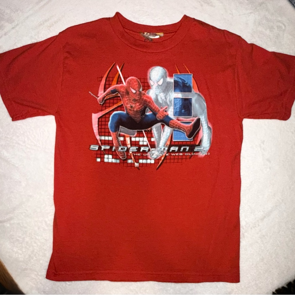 VINTAGE 2004 Spider-Man 2 Movie T-Shirt 18x24.5 Baby Tee for Women